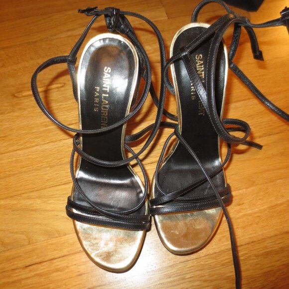 Stunning Strappy Black SAINT LAURENT High Heel Platform Sandals - Picture 15 of 16